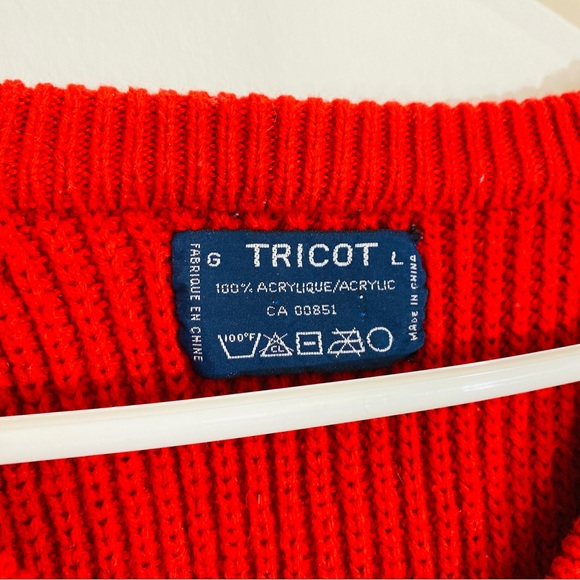 Vintage | Red Chunky Knit Sweater - Picture 3 of 4